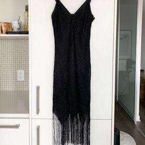 Black Fringe | 20's Inspired | Bebe Dress
